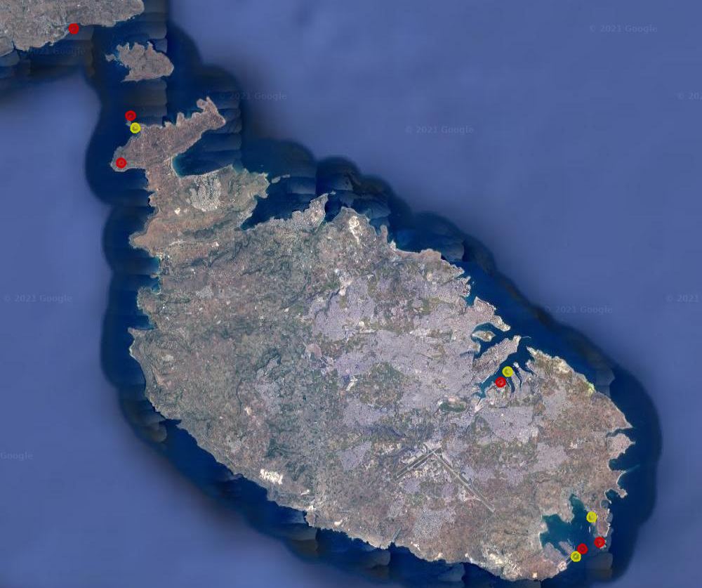 Location of PORTO stations in Malta